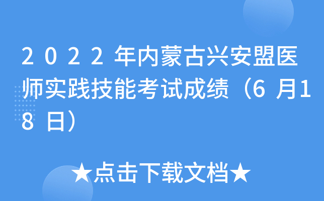 2022年内蒙古兴安盟医师实践技能考试成绩（6月18日）