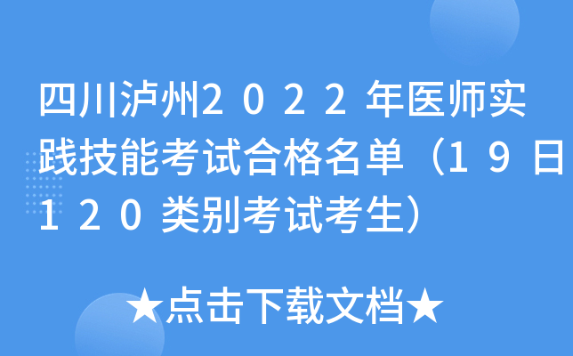四川泸州2022年医师实践技能考试合格名单（19日120类别考试考生）