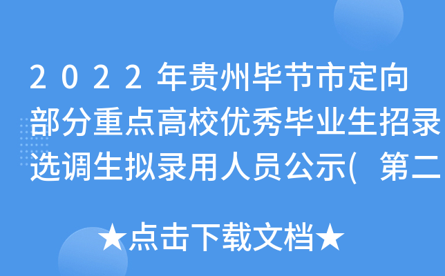 2022年贵州毕节市定向部分重点高校优秀毕业生招录选调生拟录用人员公示(第二批)