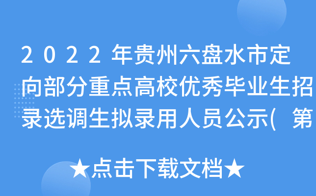 2022年贵州六盘水市定向部分重点高校优秀毕业生招录选调生拟录用人员公示(第二批)