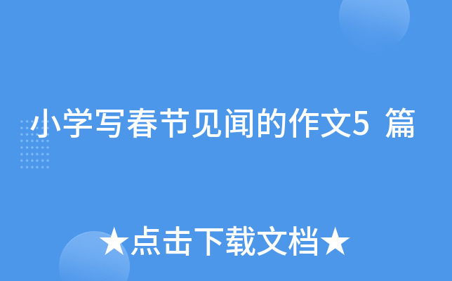 小开云kaiyun(中国)写春节见闻的作文5篇