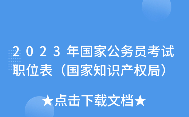 2023年国家公务员考试职位表（国家知识产权局）
