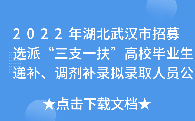 2022年湖北武汉市招募选派“三支一扶”高校毕业生递补、调剂补录拟录取人员公示