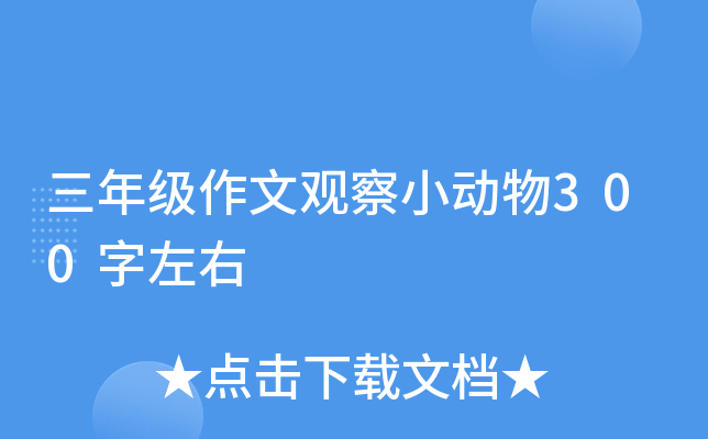 三年级作文观察小动物300字左右