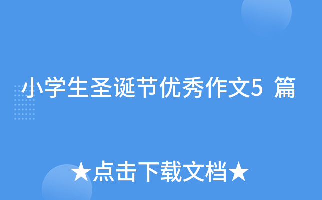 小开云kaiyun(中国)生圣诞节优秀作文5篇
