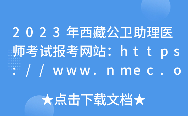 2023年西藏公卫助理医师考试报考网站：https://www.nmec.org.cn/