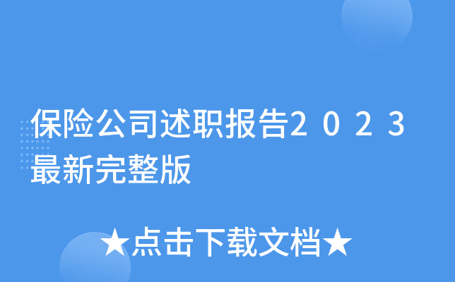 保险公司述职报告2023最新完整版