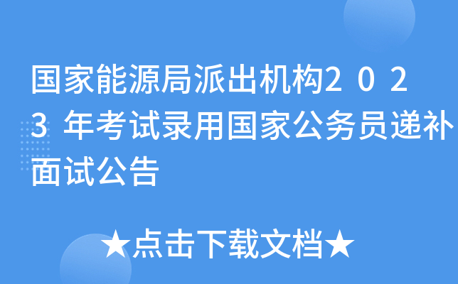 国家能源局派出机构2023年考试录用国家公务员递补面试公告