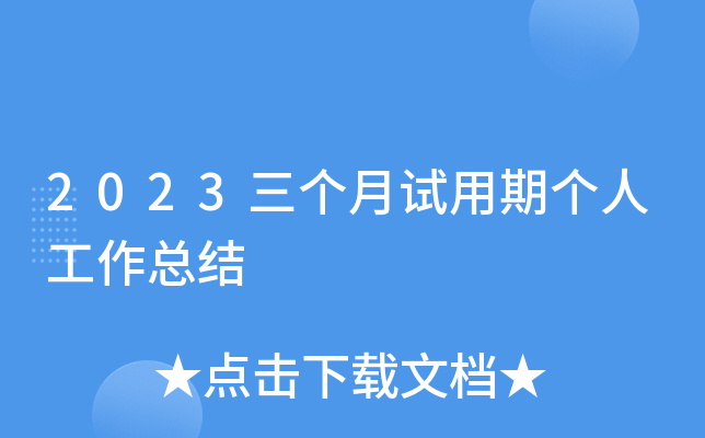 2023三个月试用期个人工作总结