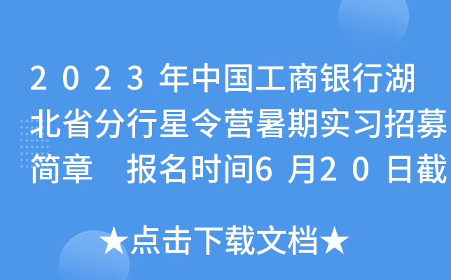 2023年中国工商银行湖北省分行星令营暑期实习招募简章 报名时间6月20日截止