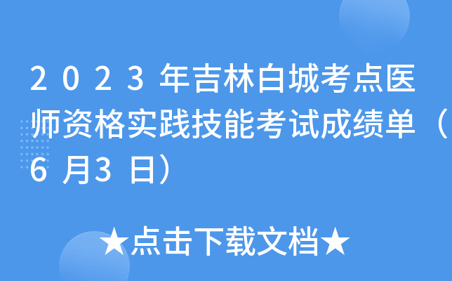 2023年吉林白城考点医师资格实践技能考试成绩单（6月3日）