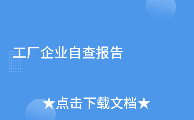 工厂企业自查报告