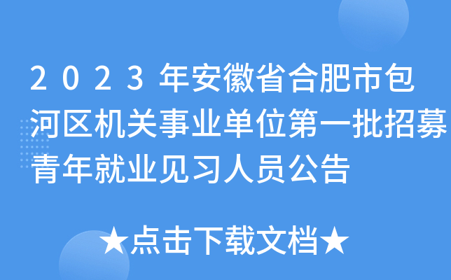 2023年安徽省合肥市包河区机关事业单位第一批招募青年就业见习人员公告