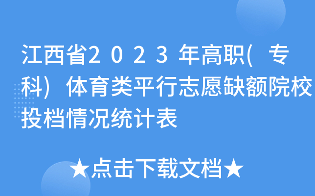 江西省2023年高职(专科)体育类平行志愿缺额院校投档情况统计表