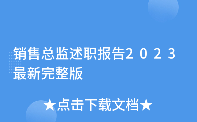 销售总监述职报告2023最新完整版