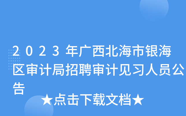 2023年广西北海市银海区审计局招聘审计见习人员公告