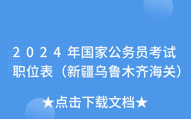2024年国家公务员考试职位表（新疆乌鲁木齐海关）