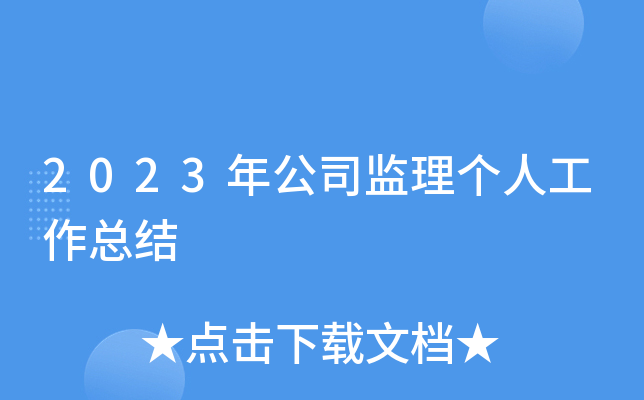 2023年公司监理个人工作总结