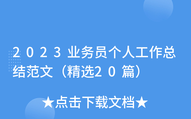 2023业务员个人工作总结范文（精选20篇）
