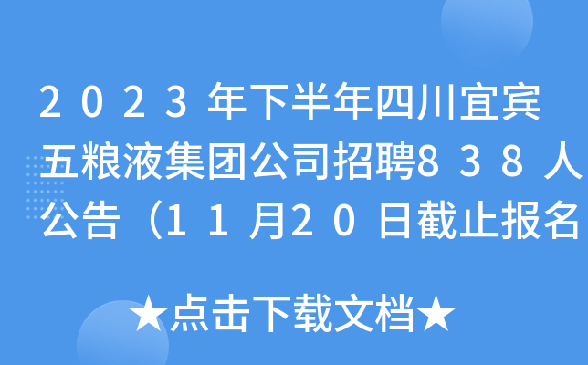 2023年下半年四川宜宾五粮液集团公司招聘838人公告（11月20日截止报名）