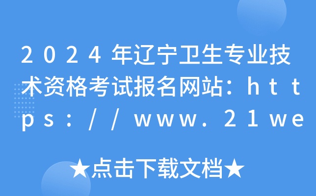 2024年辽宁卫生专业技术资格考试报名网站：https://www.21wecan.com/