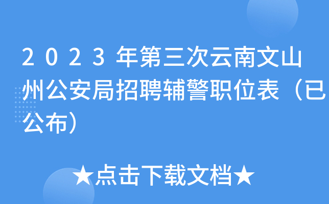 2023年第三次云南文山州公安局招聘辅警职位表（已公布）