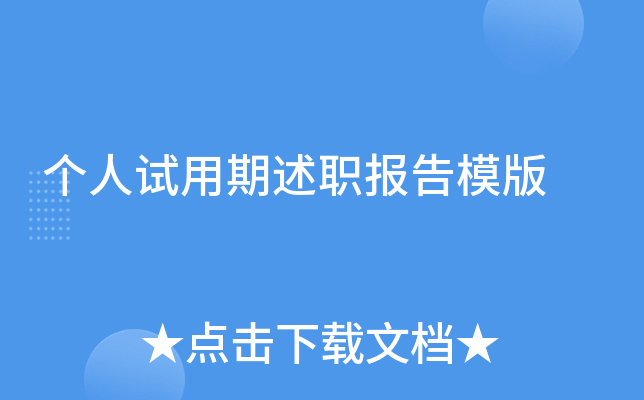 个人试用期述职报告模版