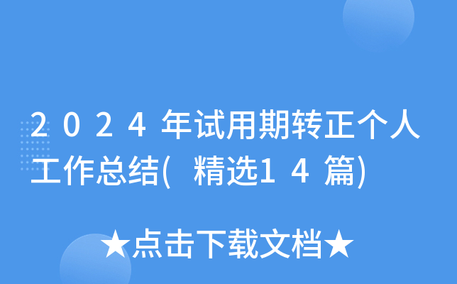 2024年试用期转正个人工作总结(精选14篇)