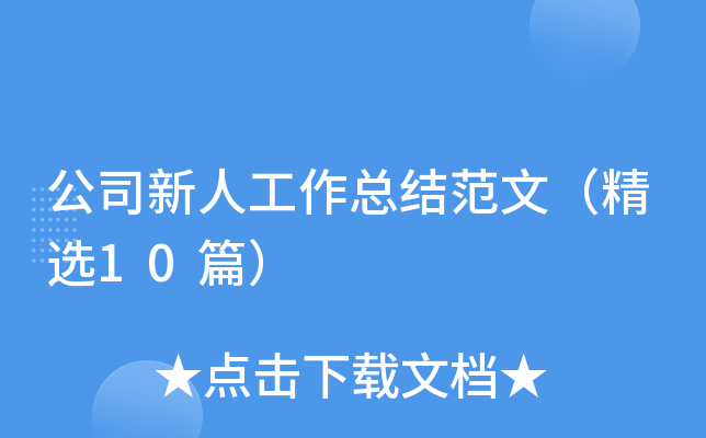 公司新人工作总结范文（精选10篇）