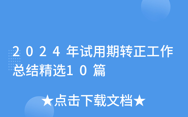 2024年试用期转正工作总结精选10篇