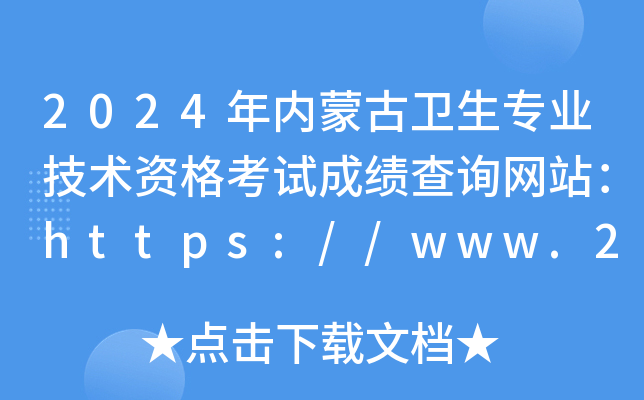 2024年内蒙古卫生专业技术资格考试成绩查询网站：https://www.21wecan.com