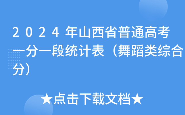 2024年山西省普通高考一分一段统计表（舞蹈类综合分）