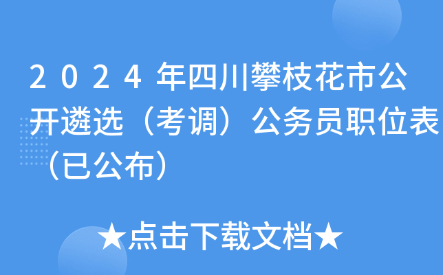 2024年四川攀枝花市公开遴选（考调）公务员职位表（已公布）