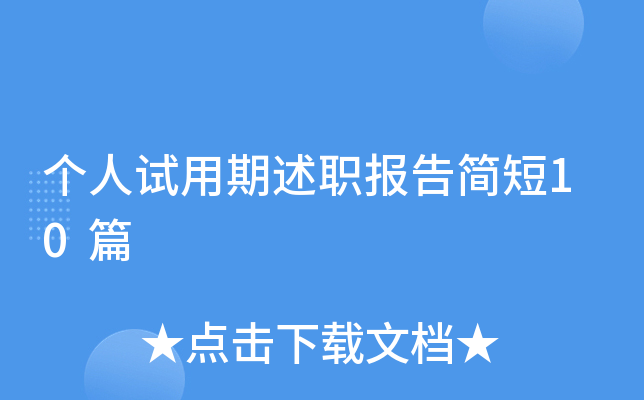 个人试用期述职报告简短10篇
