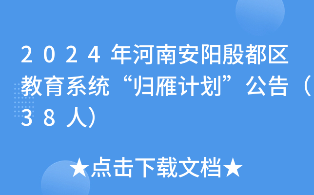 2024年河南安阳殷都区教育系统“归雁计划”公告（38人）