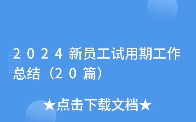 2024新员工试用期工作总结（20篇）