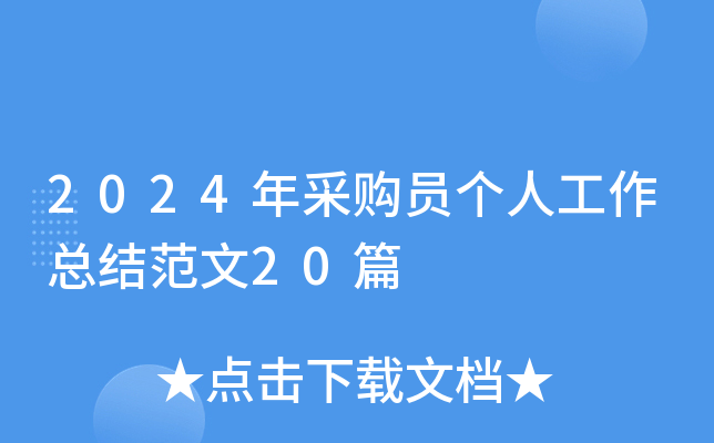 2024年采购员个人工作总结范文20篇