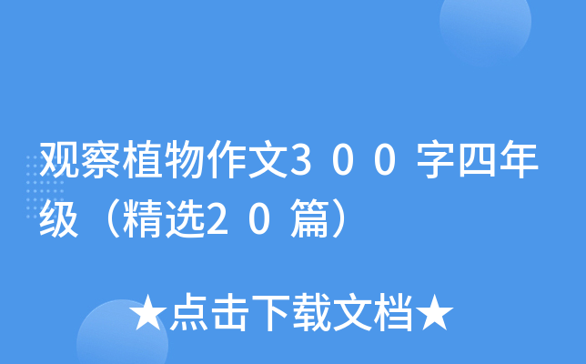 观察植物作文300字四年级（精选20篇）