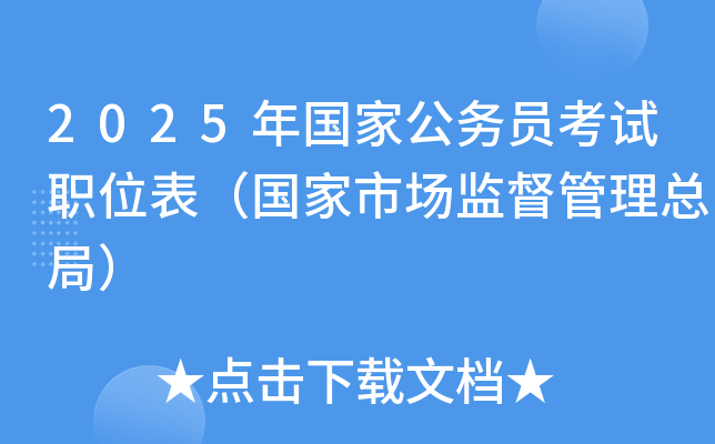 2025年国家公务员考试职位表（国家市场监督管理总局）