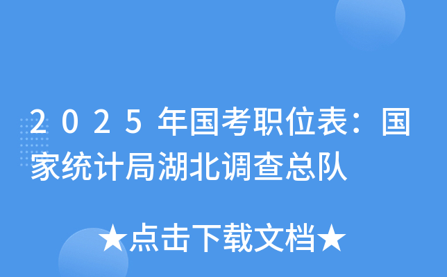 2025年国考职位表：国家统计局湖北调查总队