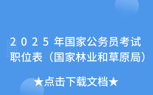 2025年国家公务员考试职位表（国家林业和草原局）