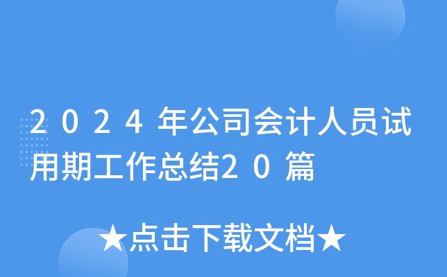 2024年公司会计人员试用期工作总结20篇
