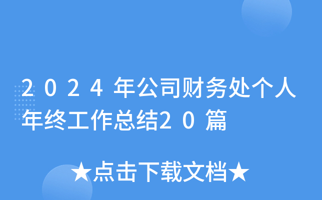 2024年公司财务处个人年终工作总结20篇
