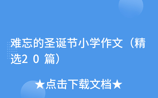 难忘的圣诞节小学作文（精选20篇）