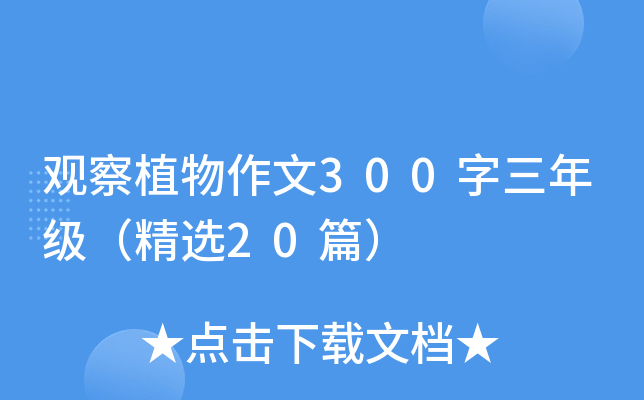 观察植物作文300字三年级（精选20篇）