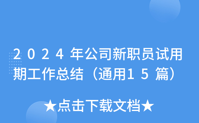 2024年公司新职员试用期工作总结（通用15篇）
