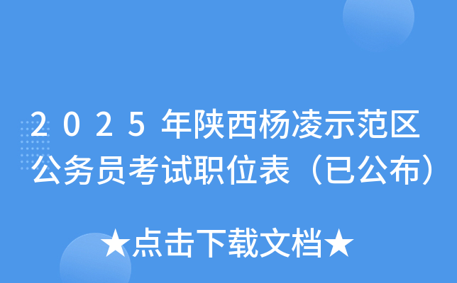 2025年陕西杨凌示范区公务员考试职位表（已公布）