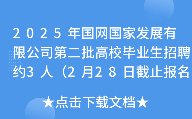 2025年国网国家发展有限公司第二批高校毕业生招聘约3人（2月28日截止报名）