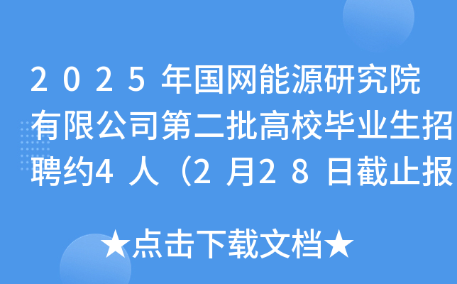 2025年国网能源研究院有限公司第二批高校毕业生招聘约4人（2月28日截止报名）