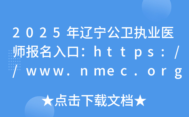 2025年辽宁公卫执业医师报名入口：https://www.nmec.org.cn/（已开通）